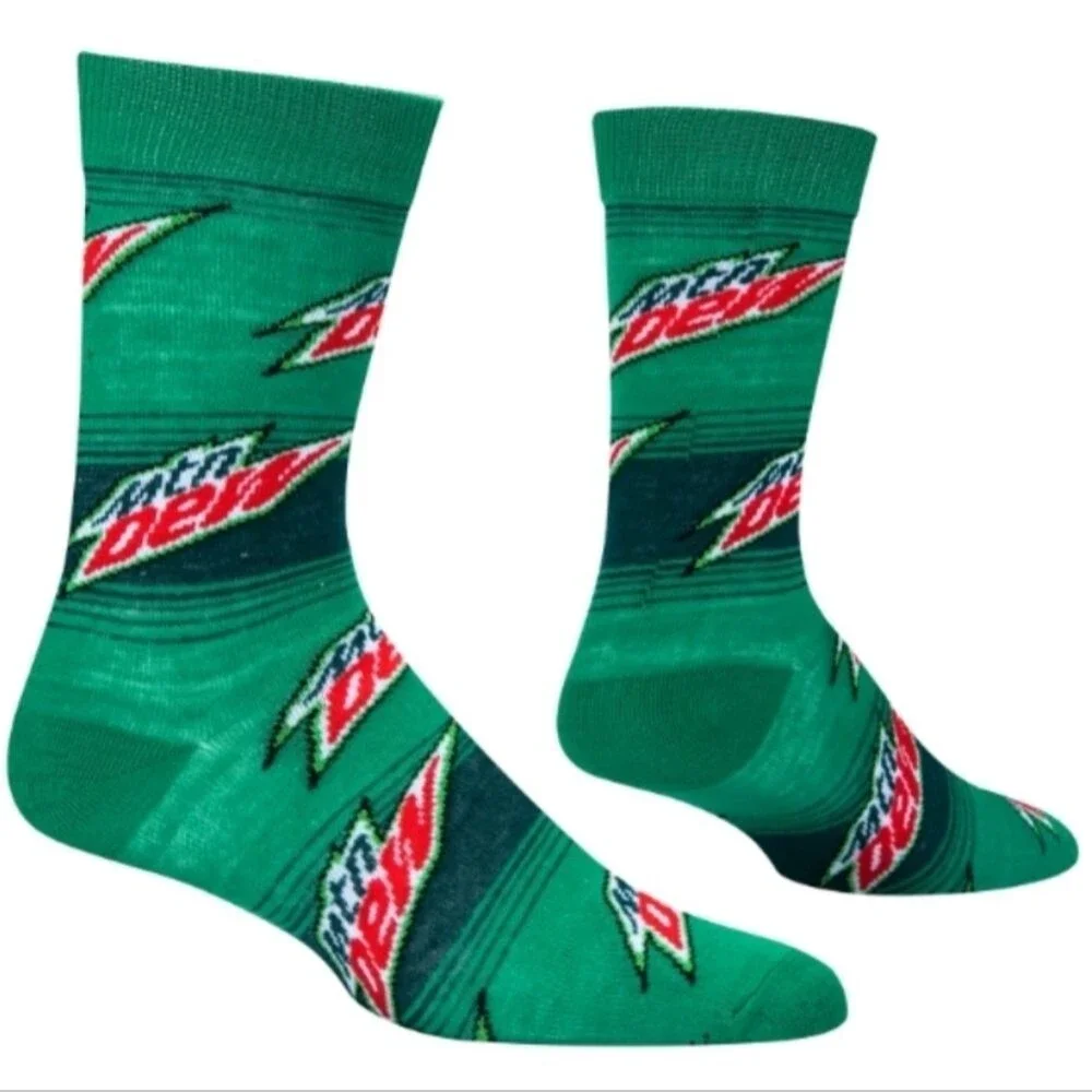 Mountain Dew crew socks soda novelty graphic accessory